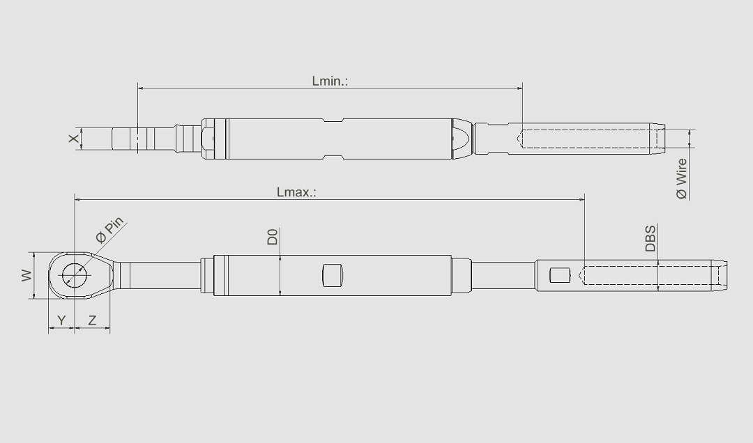 Bronze inserted Turnbuckle with Eye-Wireterminal CS-Dy (193-) - BSI Rigging